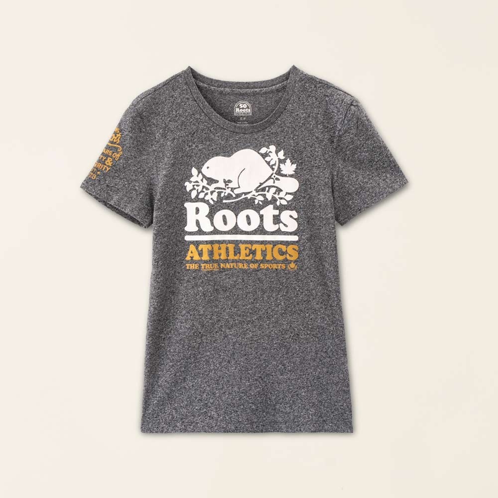 RS代購 Roots全新正品優惠 Roots女裝Roots50系列 海狸LOGO有機棉修身短袖T恤 滿額贈購物袋-細節圖3