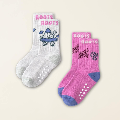 RS代購 Roots全新正品優惠 Roots小童襪-城市悠遊系列 童趣塗鴉踝襪 兩入組 滿額贈購物袋