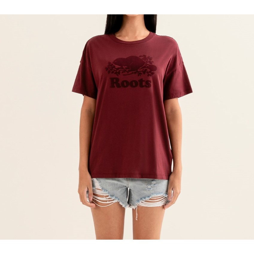 RS代購 Roots全新正品優惠 Roots女裝-絕對經典系列 海狸LOGO有機棉寬版短袖T恤 滿額贈購物袋-細節圖5