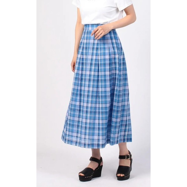 RS代購 - Agnes b全新正品優惠 Agnes b女裝-To be 格紋長裙 贈送品牌袋子-細節圖5