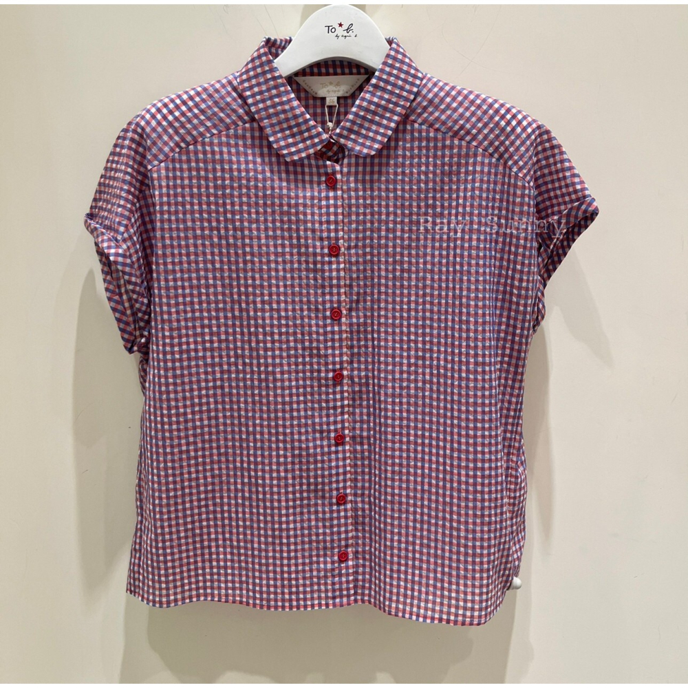 RS代購 - Agnes b全新正品優惠 Agnes b女裝-To be 法式袖格紋襯衫 贈送品牌袋子-細節圖2