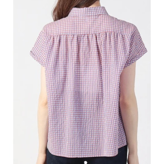 RS代購 - Agnes b全新正品優惠 Agnes b女裝-To be 法式袖格紋襯衫 贈送品牌袋子-細節圖4