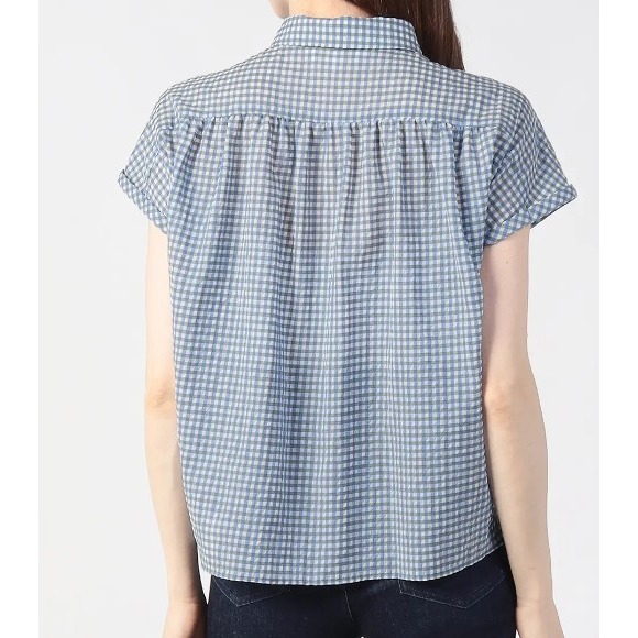 RS代購 - Agnes b全新正品優惠 Agnes b女裝-To be 法式袖格紋襯衫 贈送品牌袋子-細節圖7