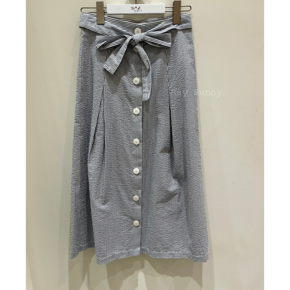 RS代購 - Agnes b全新正品優惠 Agnes b女裝-To be 條紋中長半身裙 贈送品牌袋子-細節圖2