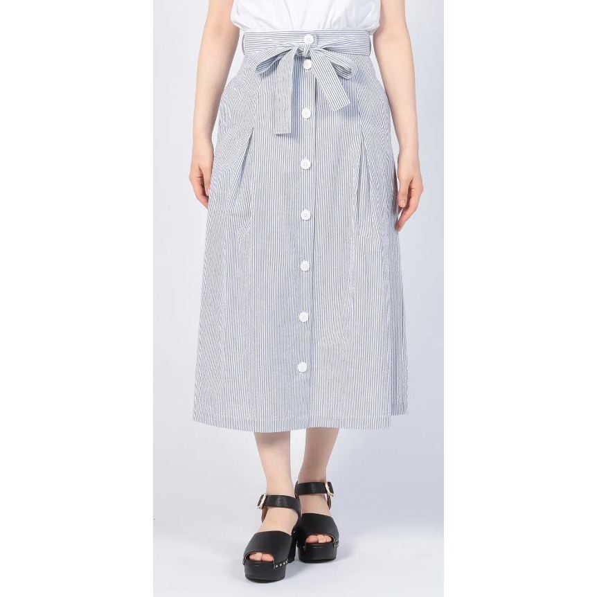 RS代購 - Agnes b全新正品優惠 Agnes b女裝-To be 條紋中長半身裙 贈送品牌袋子-細節圖3