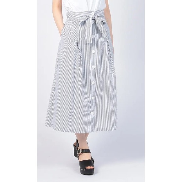 RS代購 - Agnes b全新正品優惠 Agnes b女裝-To be 條紋中長半身裙 贈送品牌袋子-細節圖5