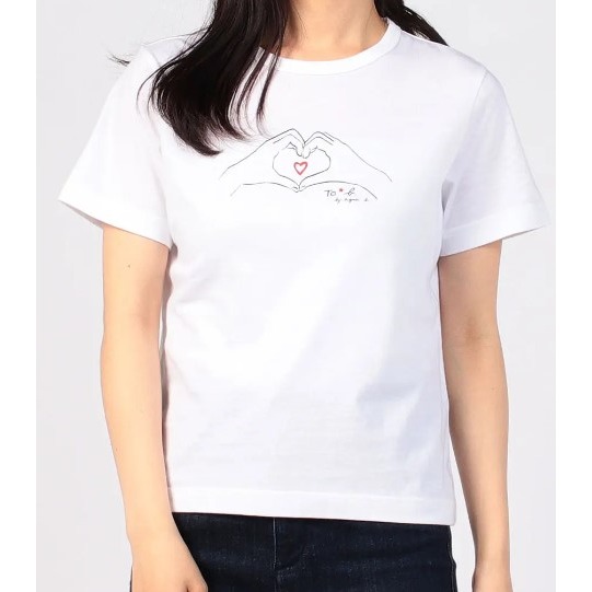 RS代購 - Agnes b全新正品優惠 Agnes b女裝-To be 手比愛心短袖上衣 贈送品牌袋子-細節圖4