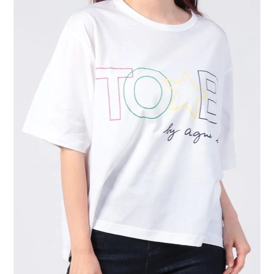 RS代購 - Agnes b全新正品優惠 Agnes b女裝-To be 寬版短袖印花上衣 贈送品牌袋子-細節圖3