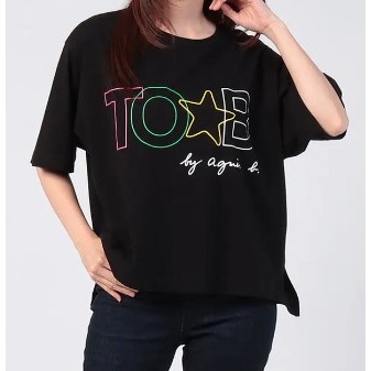 RS代購 - Agnes b全新正品優惠 Agnes b女裝-To be 寬版短袖印花上衣 贈送品牌袋子-細節圖5