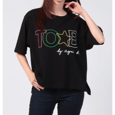 RS代購 - Agnes b全新正品優惠 Agnes b女裝-To be 寬版短袖印花上衣 贈送品牌袋子-細節圖7