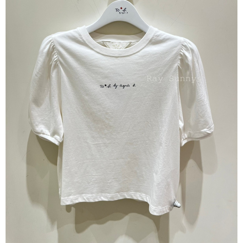 RS代購 - Agnes b全新正品優惠 Agnes b女裝-To be 公主袖logo上衣 贈送品牌袋子-細節圖2