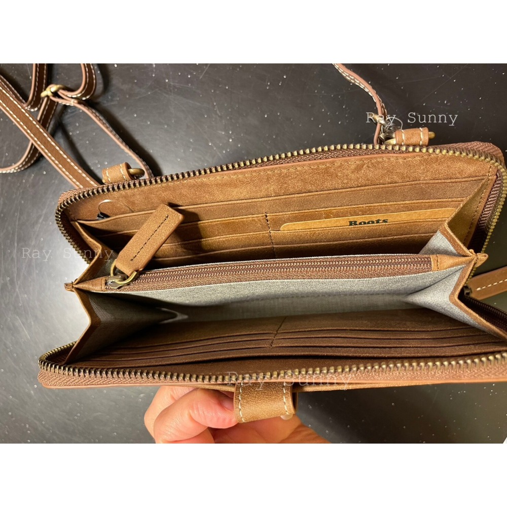 RS代購 Roots全新正品優惠 Roots皮件-Roots可揹式皮革拉鍊長夾 滿額贈購物袋-細節圖3
