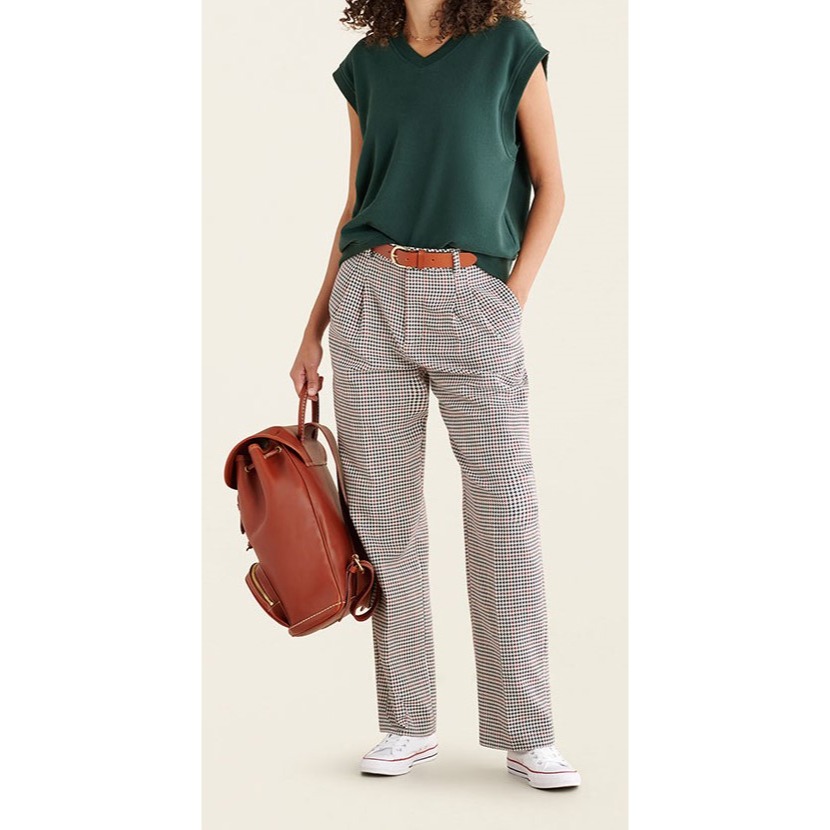 RS代購 Roots全新正品優惠 Roots女裝-率性生活系列 格紋打摺長褲 滿額贈購物袋-細節圖4