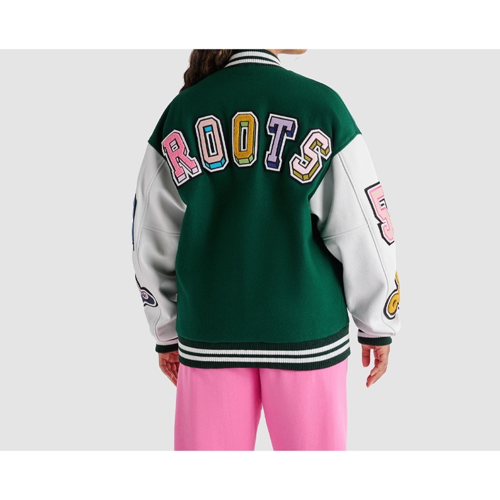 RS代購 Roots專櫃全新正品優惠Roots女裝-BARBIE™ X Roots聯名系列 品牌文字皮革棒球外套-細節圖7