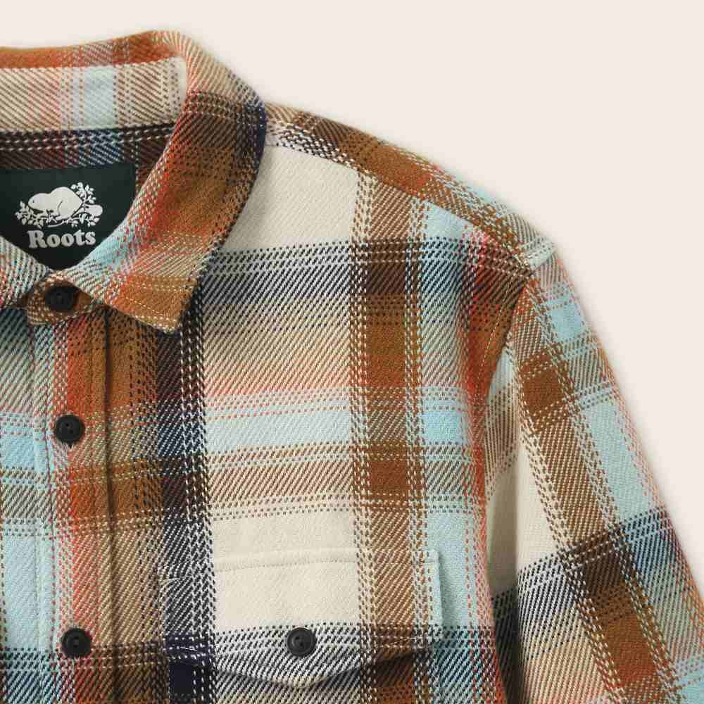 RS代購 Roots專櫃全新正品優惠Roots男裝-率性生活系列 有機棉格紋長袖襯衫 滿額贈送袋子-細節圖3