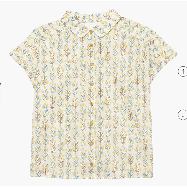 RS代購 - Agnes b全新正品優惠 Agnes b女裝-鬱金香花紋法式短袖襯衫 贈送品牌袋子-細節圖3