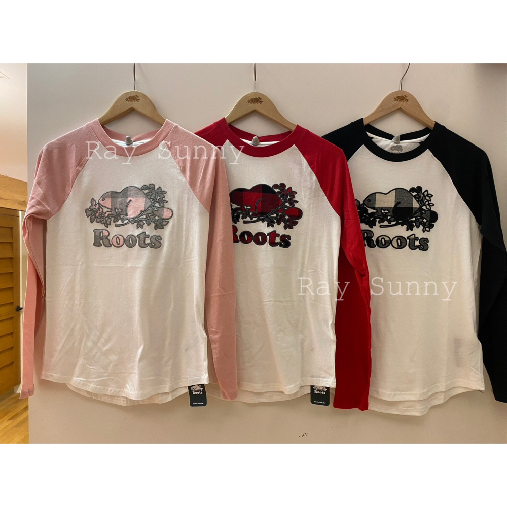 RS代購 Roots全新正品優惠 Roots女裝-經典小木屋系列 格紋海狸LOGO長袖T恤 滿額即贈購物袋-細節圖2