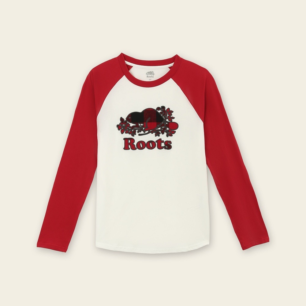 RS代購 Roots全新正品優惠 Roots女裝-經典小木屋系列 格紋海狸LOGO長袖T恤 滿額即贈購物袋-細節圖8