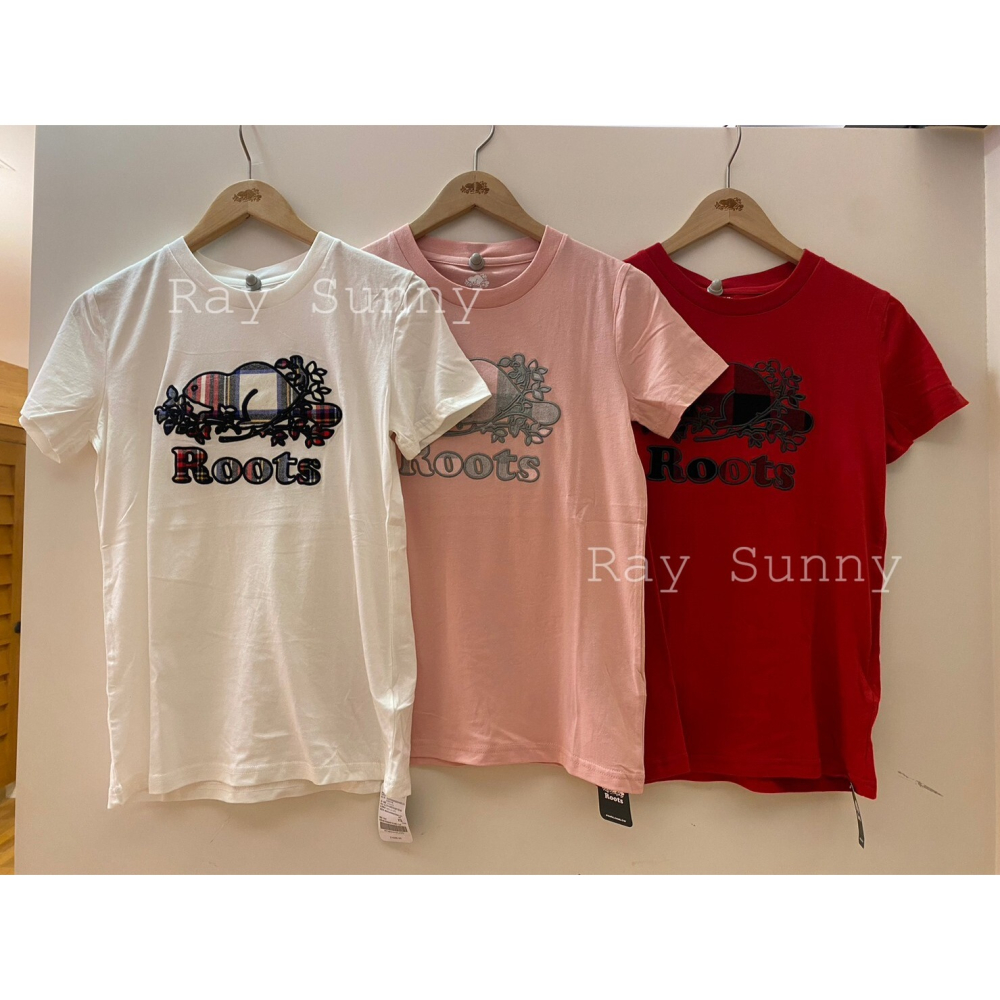 RS代購 Roots全新正品優惠 Roots女裝-經典小木屋系列 格紋海狸LOGO短袖T恤 滿額即贈購物袋-細節圖2
