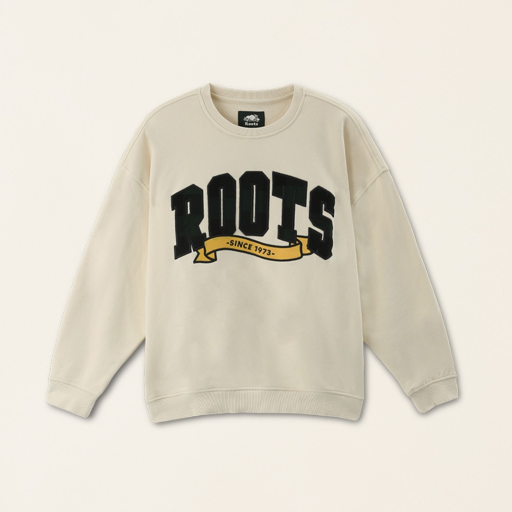 RS代購 Roots全新正品優惠 Roots女裝-經典小木屋系列 刺繡貼布寬版大學T 滿額即贈購物袋-細節圖3