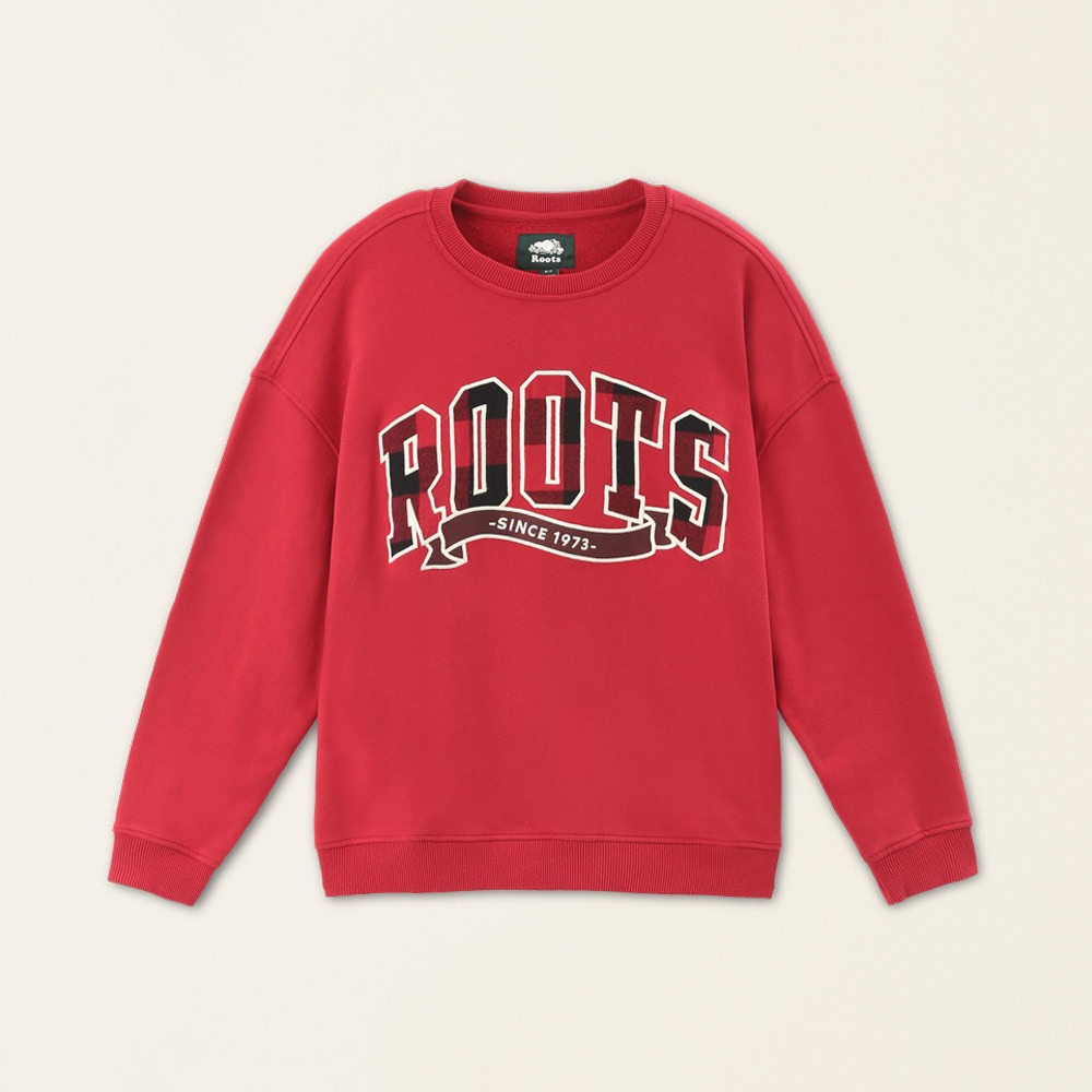 RS代購 Roots全新正品優惠 Roots女裝-經典小木屋系列 刺繡貼布寬版大學T 滿額即贈購物袋-細節圖7