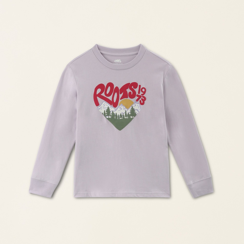RS代購 Roots全新正品優惠 Roots童裝-經典小木屋系列 心型文字風景長袖T恤 滿額即贈購物袋-細節圖4
