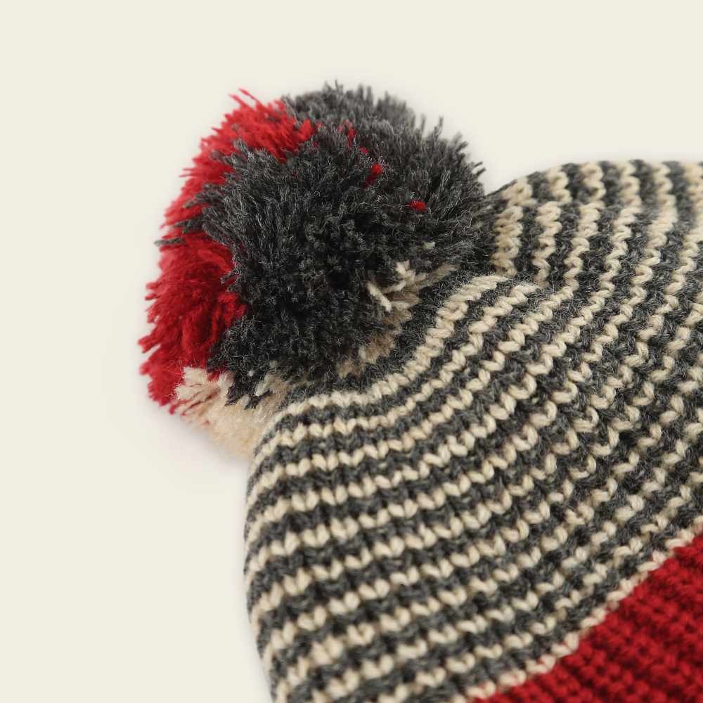 RS代購 Roots專櫃全新正品優惠Roots大童-經典小木屋系列 條紋毛球針織護耳毛帽 滿額贈送袋子-細節圖3