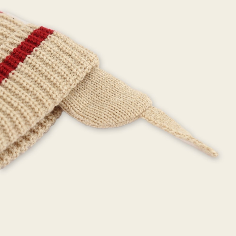 RS代購 Roots專櫃全新正品優惠Roots大童-經典小木屋系列 條紋毛球針織護耳毛帽 滿額贈送袋子-細節圖4