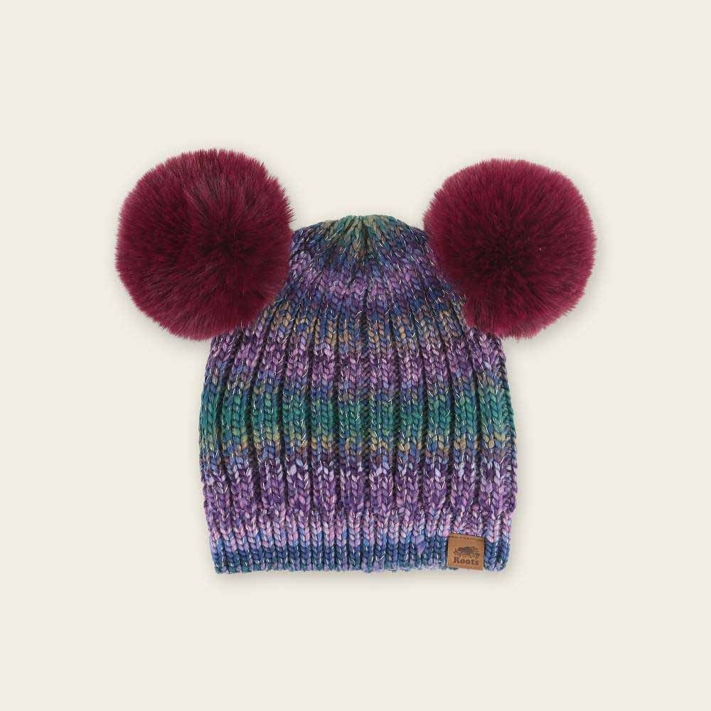 RS代購 Roots專櫃全新正品優惠Roots小童-金蔥海狸系列 繽紛雙毛球毛帽 滿額贈送袋子-細節圖4