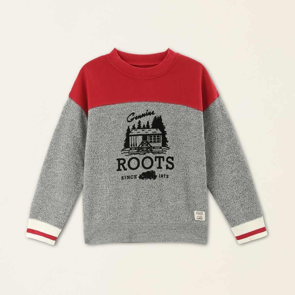 RS代購 Roots全新正品優惠 Roots童裝-經典小木屋系列 經典LOGO大學T 滿額贈購物袋-細節圖3