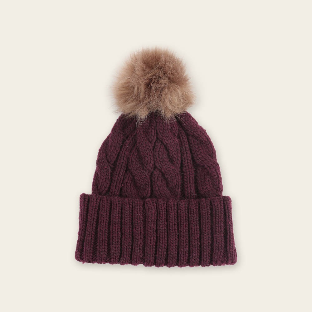 RS代購 Roots專櫃全新正品優惠Roots配件-率性生活系列 麻花編織球球毛帽 滿額贈購物袋-細節圖3