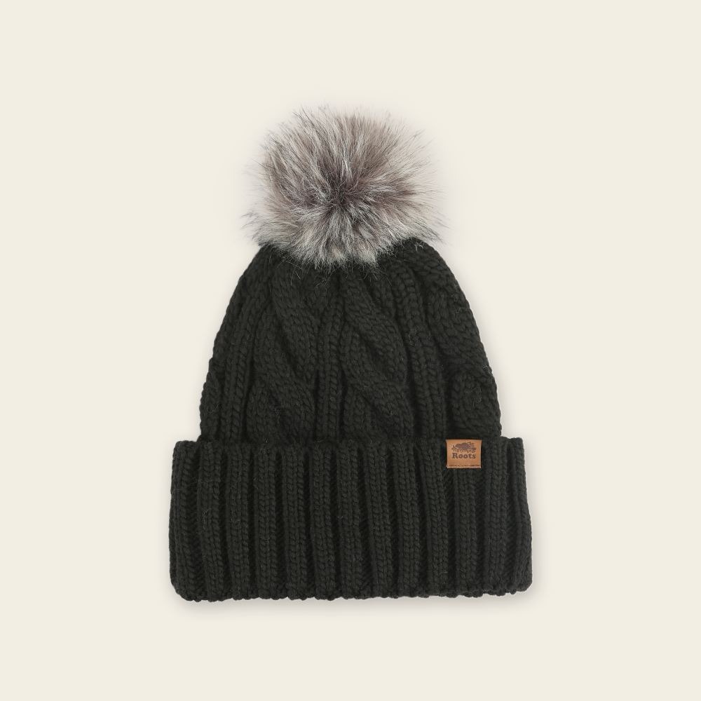 RS代購 Roots專櫃全新正品優惠Roots配件-率性生活系列 麻花編織球球毛帽 滿額贈購物袋-細節圖4