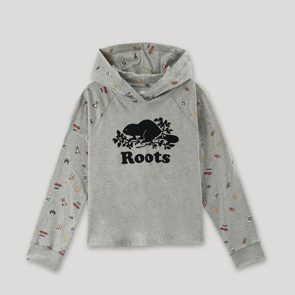 RS代購 Roots全新正品優惠 Roots女裝-經典傳承系列 印花連帽長袖上衣 滿額即贈購物袋-細節圖2