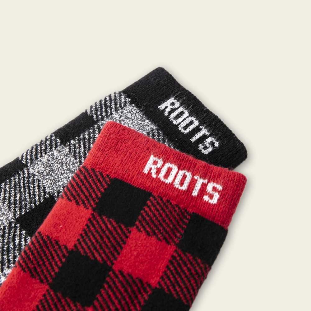 RS代購 Roots全新正品優惠 Roots大童-經典小木屋系列 格紋休閒踝襪-2入組 滿額贈購物袋-細節圖3