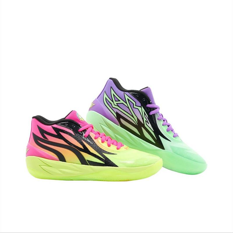 PUMA MB.02 拉梅洛鮑爾 二代 男鞋 綠紅紫鴛鴦 熒光綠 橙色 灰白 灰紅 耐磨 防滑 三球 實戰 戰靴 籃球鞋-細節圖4