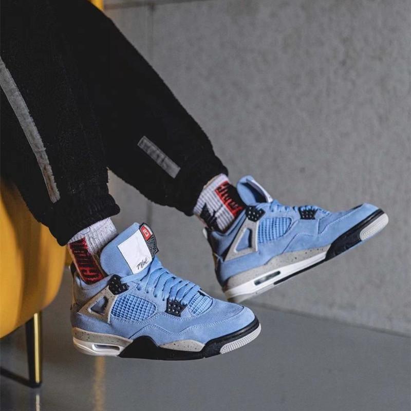 Air Jordan 4 Retro 男鞋 女鞋 藍白 紫色 黑紅 飛人喬丹 4代 高筒 籃球鞋 AJ4 休閒鞋 運動鞋-細節圖5
