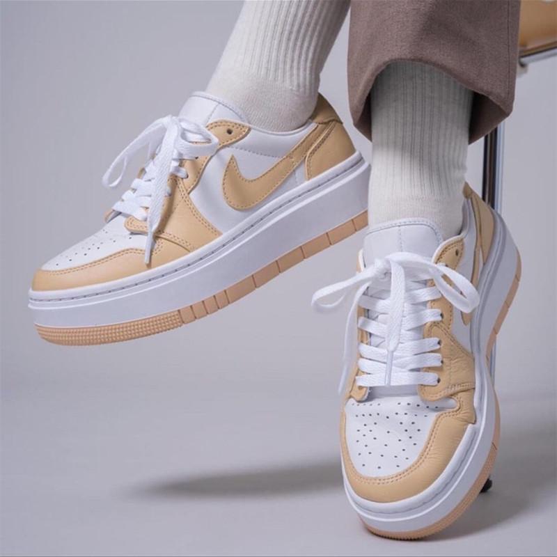 AIR JORDAN 1 Elevate Low SE 女鞋 男鞋 灰白 白杏 北卡藍 AJ1 低筒 厚底 增高 休閑鞋-細節圖6
