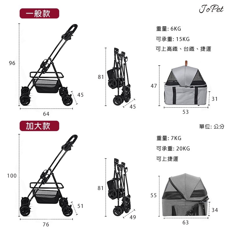 【Jopet】 *台灣現貨* 寵物推車 可分離 可上火車 可上三鐵 寵物手推車 寵物外出 寵物大推車 狗推車-細節圖6