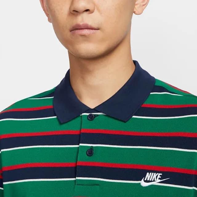 總哥 NIKE 短袖上衣 男款 POLO衫 運動 AS M NK CLUB STRIPE POLO 綠 FN389-細節圖2