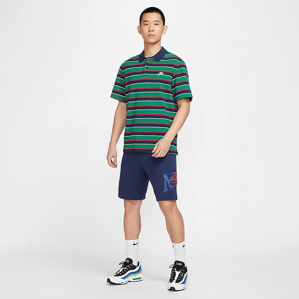 總哥 NIKE 短袖上衣 男款 POLO衫 運動 AS M NK CLUB STRIPE POLO 綠 FN389-細節圖3