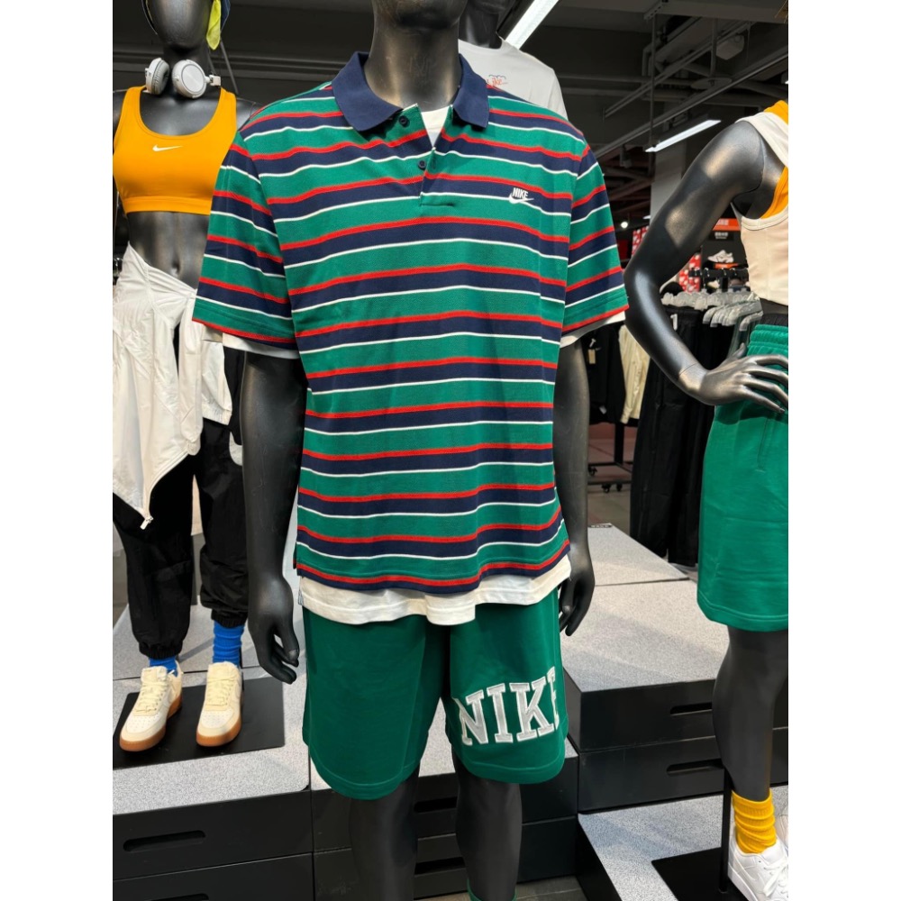 總哥 NIKE 短袖上衣 男款 POLO衫 運動 AS M NK CLUB STRIPE POLO 綠 FN389-細節圖4