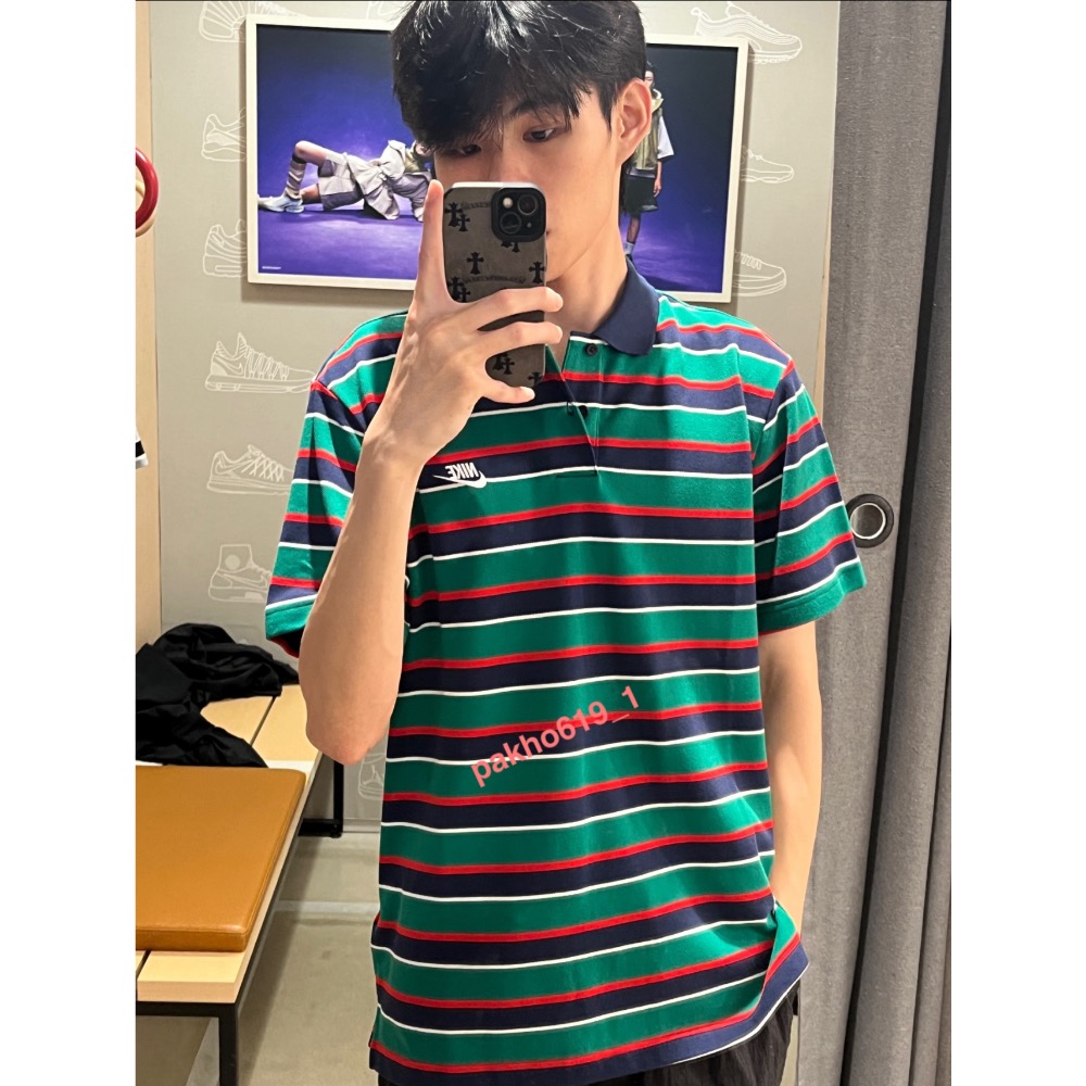 總哥 NIKE 短袖上衣 男款 POLO衫 運動 AS M NK CLUB STRIPE POLO 綠 FN389-細節圖6