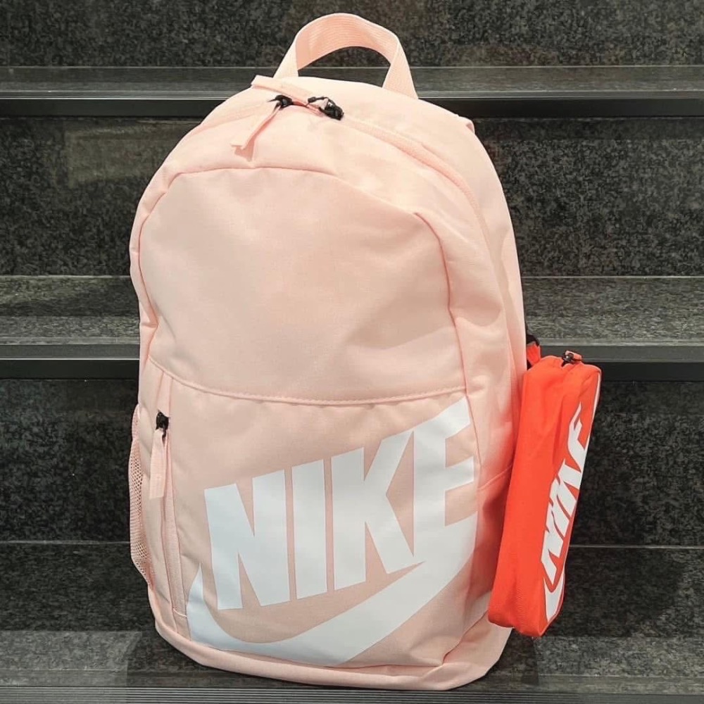Nike 珊瑚橘後背包 書包 水壺袋 造型筆袋-細節圖4