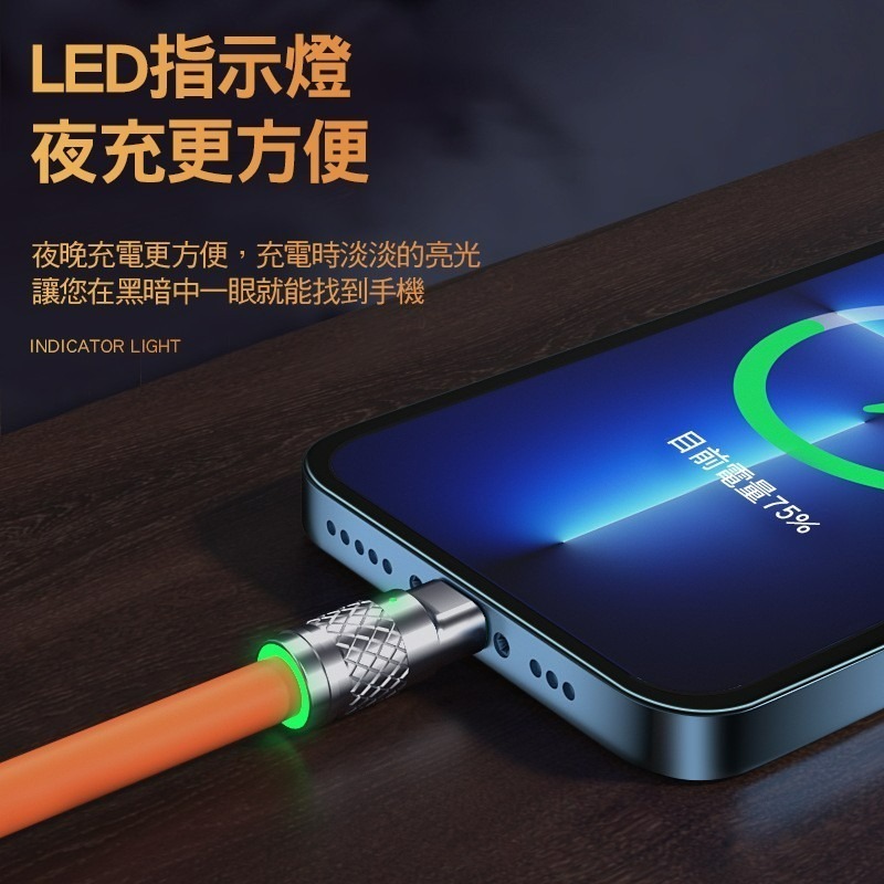 鋅合金矽膠加粗充電線 6A閃充傳輸線 快充線 充電線 機客線 快速充電 閃充線 數據線 120W/6A 機客線-細節圖2