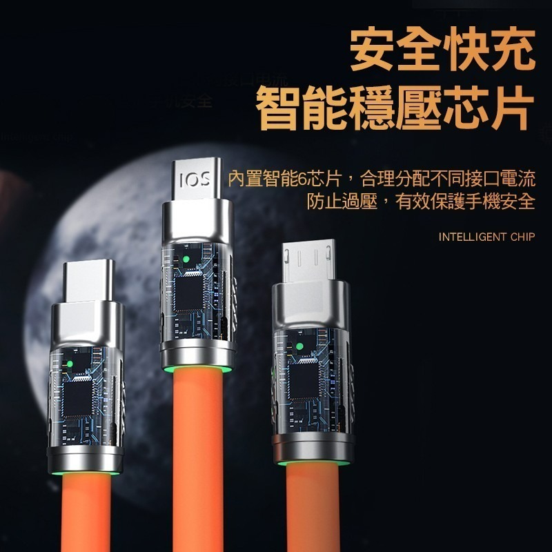 鋅合金矽膠加粗充電線 6A閃充傳輸線 快充線 充電線 機客線 快速充電 閃充線 數據線 120W/6A 機客線-細節圖3