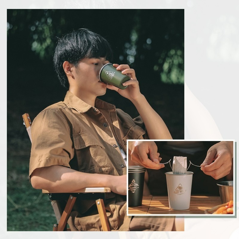 不鏽鋼杯 304不鏽鋼杯 露營杯 露營杯組 啤酒杯 野營杯 套杯 送帆布收納袋 露營啤酒杯 咖啡杯-細節圖9