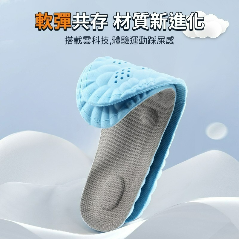 冰感透氣雲朵鞋墊 4D運動鞋墊 透氣 冰感透氣 透氣鞋墊 柔軟高彈 吸汗 減壓鞋墊 減壓 鞋墊 輕薄 氣壓減震-細節圖2