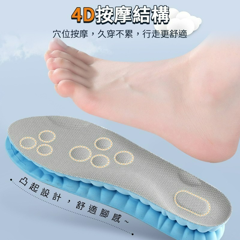冰感透氣雲朵鞋墊 4D運動鞋墊 透氣 冰感透氣 透氣鞋墊 柔軟高彈 吸汗 減壓鞋墊 減壓 鞋墊 輕薄 氣壓減震-細節圖8