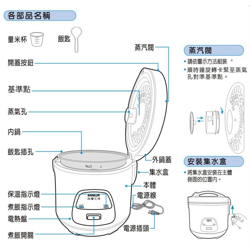 SANLUX 台灣三洋3人份電鍋 ECJ8039CTD  電鍋 飯鍋 三人份電鍋 廚房家電 鍋具 萬用鍋-細節圖5