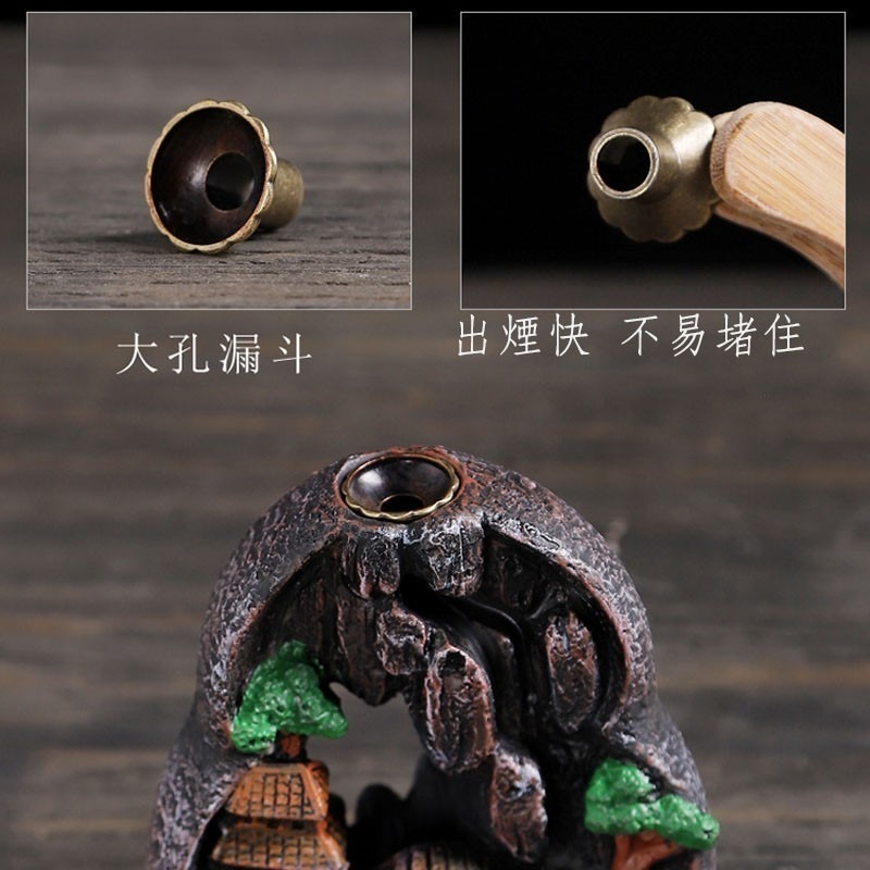 仙境倒流香爐 香座 倒流香 陶瓷 煙香 擺設 室內 居家 風水 檀香 創意 燻香 觀賞用 倒流香塔 香爐底座-細節圖2